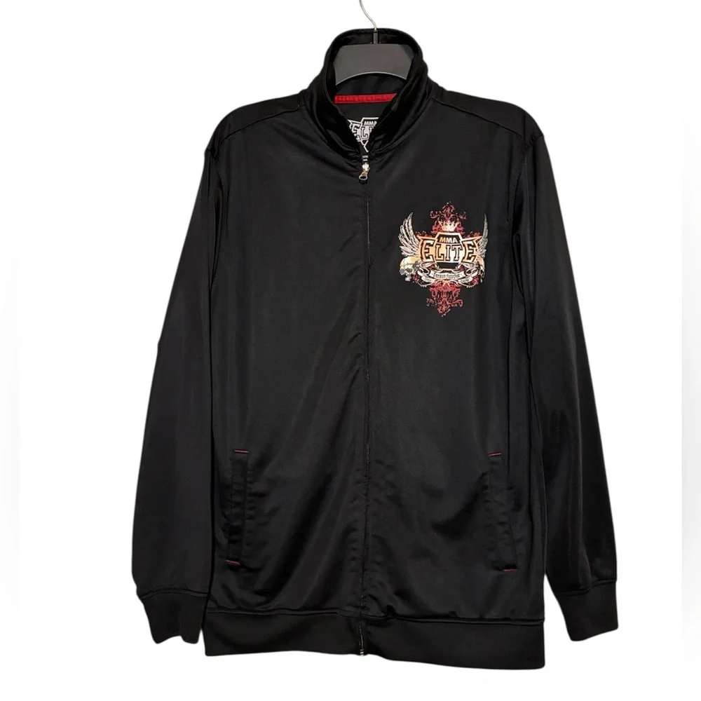 MMA Elite Black Track Jacket Double side S Skulls Graphics Pride and Pain Endure - Picture 2 of 4